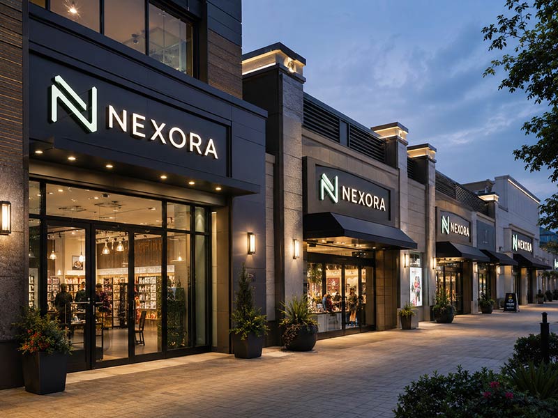 Custom LED signage solution for chain stores with consistent storefront branding across multiple locations