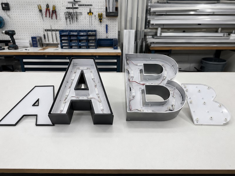Trimless and trim cap channel letter appearance and construction details
