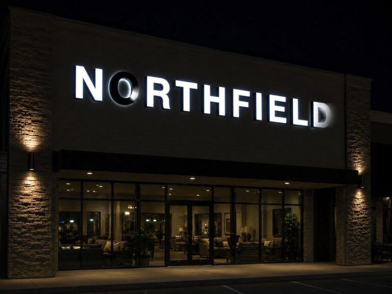 Front-lit channel letters showing dark areas and uneven illumination on a commercial storefront