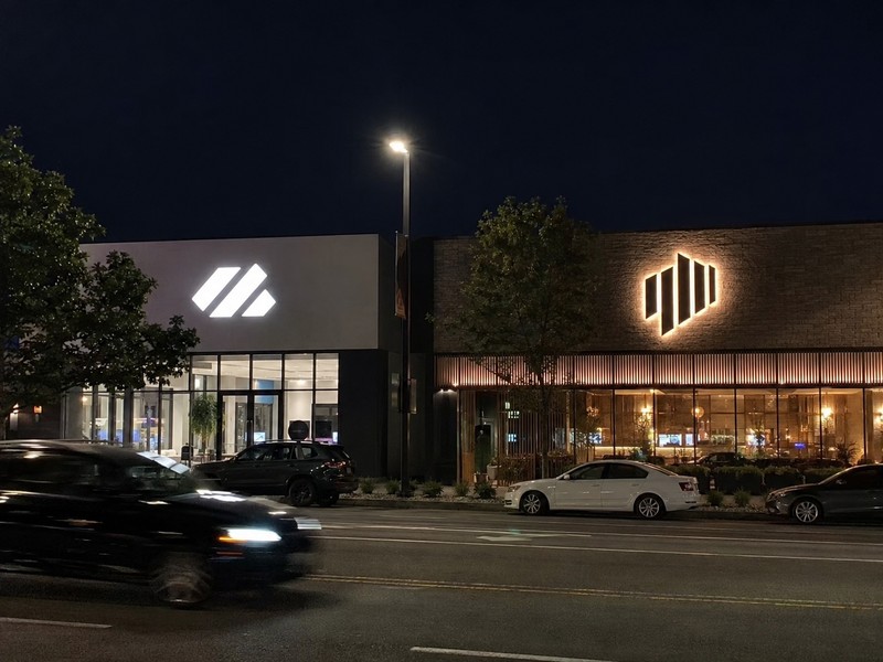 Front-lit and backlit channel letters showing nighttime visibility performance