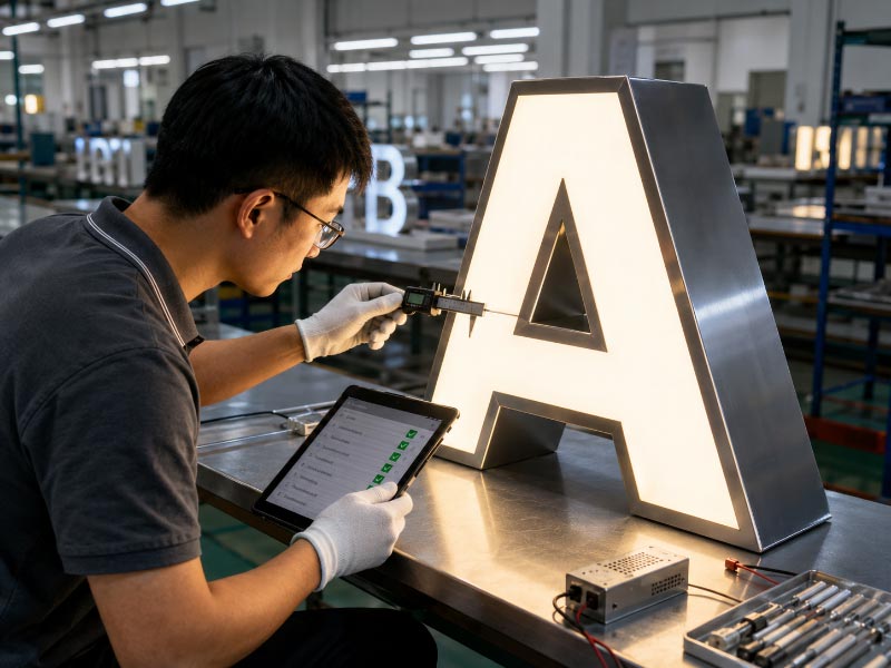 Export packaging for custom commercial signs with reinforced protection and wooden crates