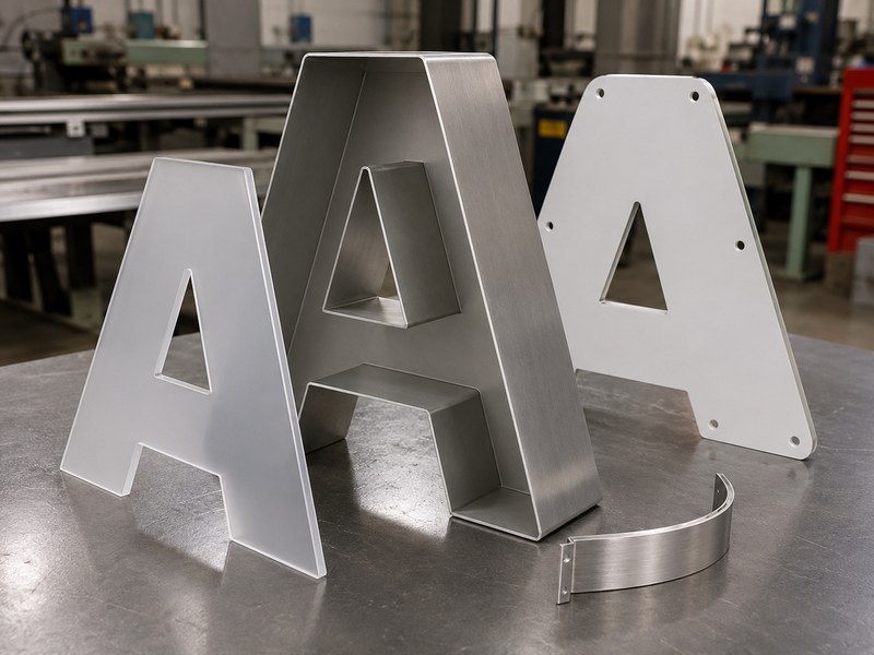 Face, returns, back, and trim cap of a channel letter