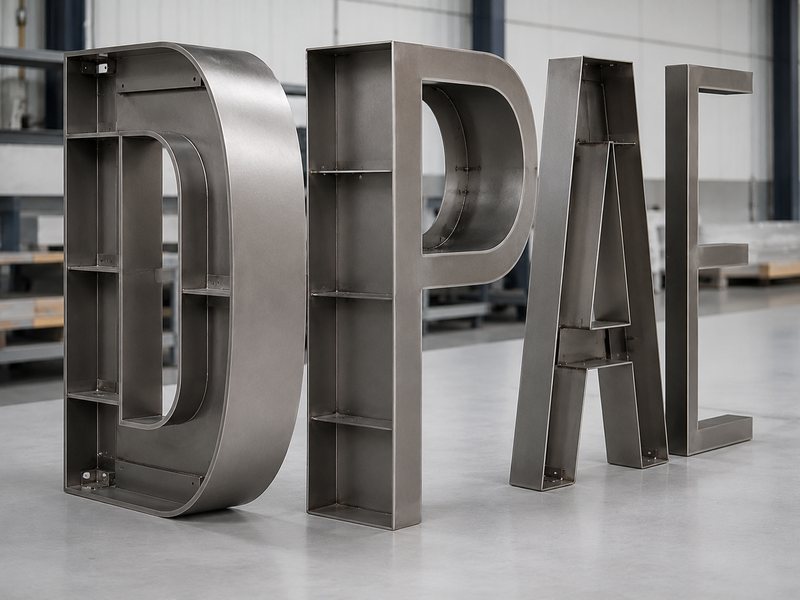 Deep and shallow channel letters showing differences in side profile, rigidity, and structural construction
