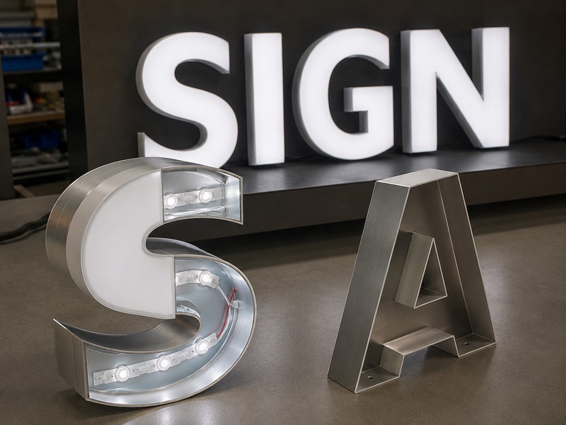 Channel letter face retention, return depth, and LED spacing reviewed together