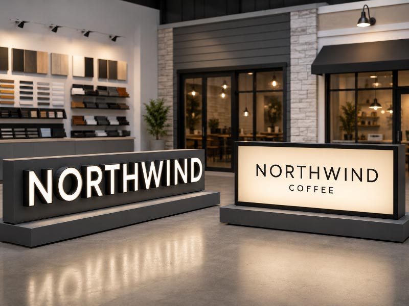 Choosing between channel letters and cabinet signs for storefront projects