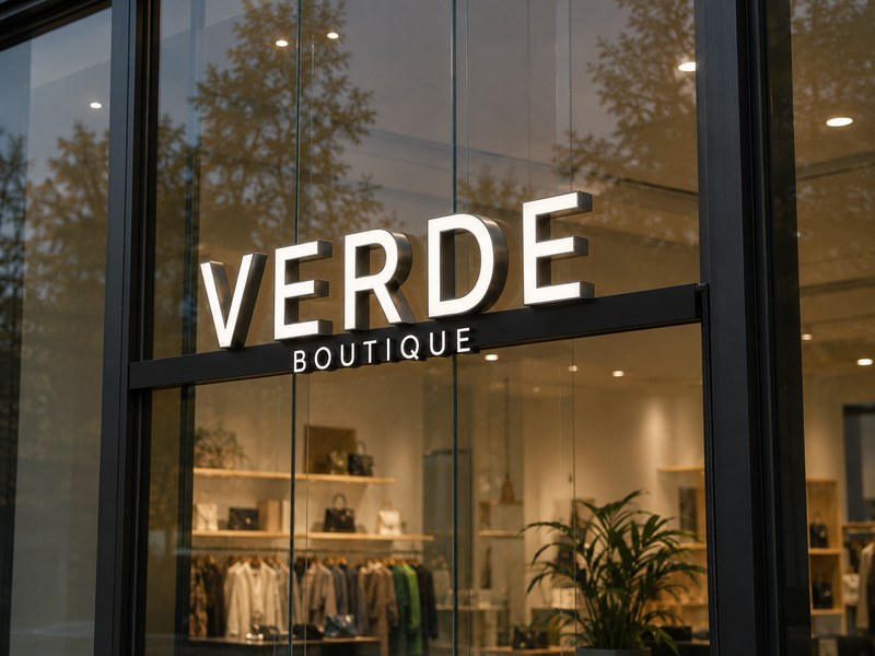 Channel letters mounted on a slim wireway that conceals wiring on a glass storefront