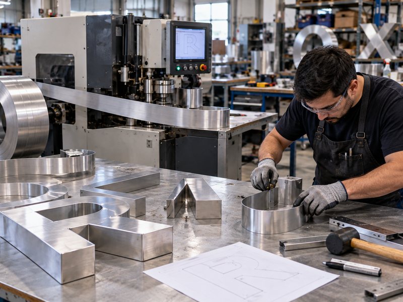 CNC and manual bending for channel letter returns