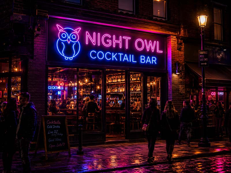 Color changing RGB LED neon sign for bar atmosphere