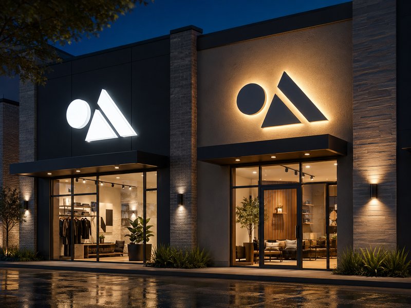Commercial applications of front-lit and halo-lit channel letter signs