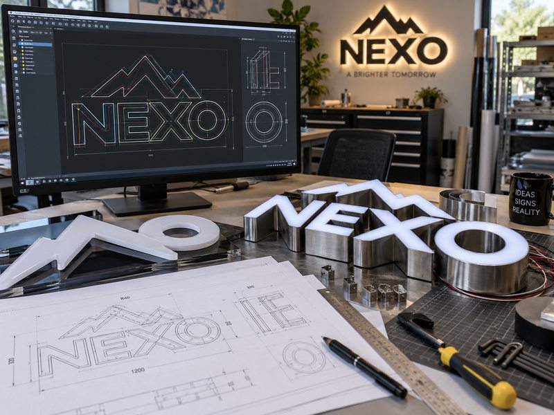 Complex channel letter logo engineering and production drawing preparation