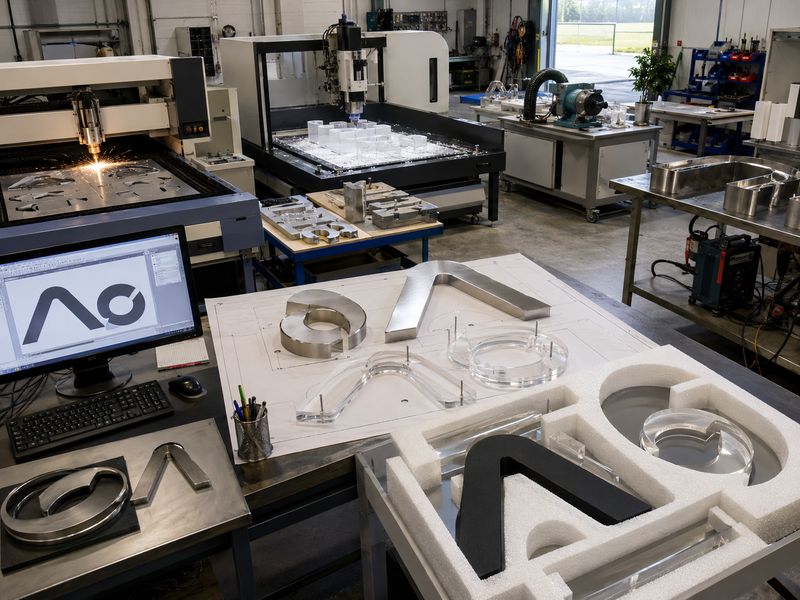 Manufacturing and installation preparation process for custom metal and acrylic letters