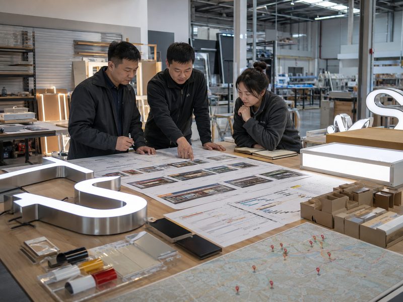 Two custom sign factories supporting the same multi-location retail signage rollout.