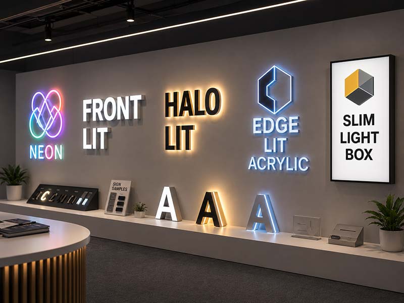 Different LED logo sign types for exhibition booths