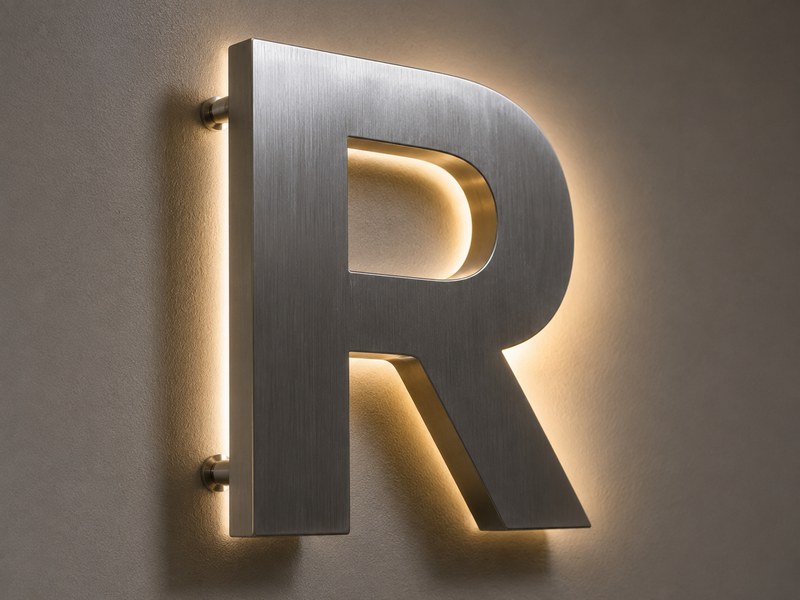Halo-lit channel letter showing uneven glow, blurred edges, and mounting shadows caused by incorrect spacing
