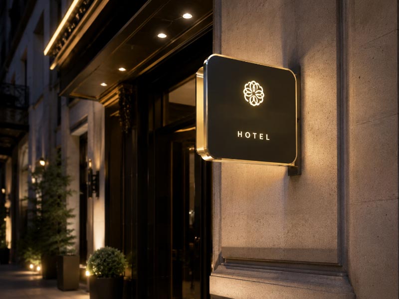 Hotel entrance blade signs