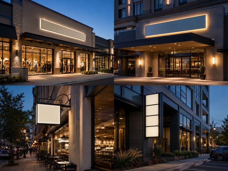 Illuminated sign applications for retail, hotel, cafe and multi-tenant commercial buildings