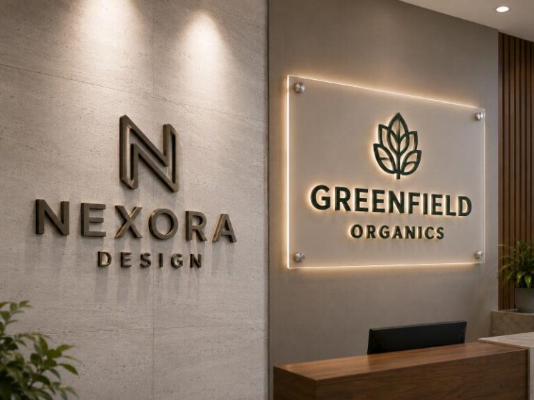 Individual letters and backboard logo sign comparison for commercial branding