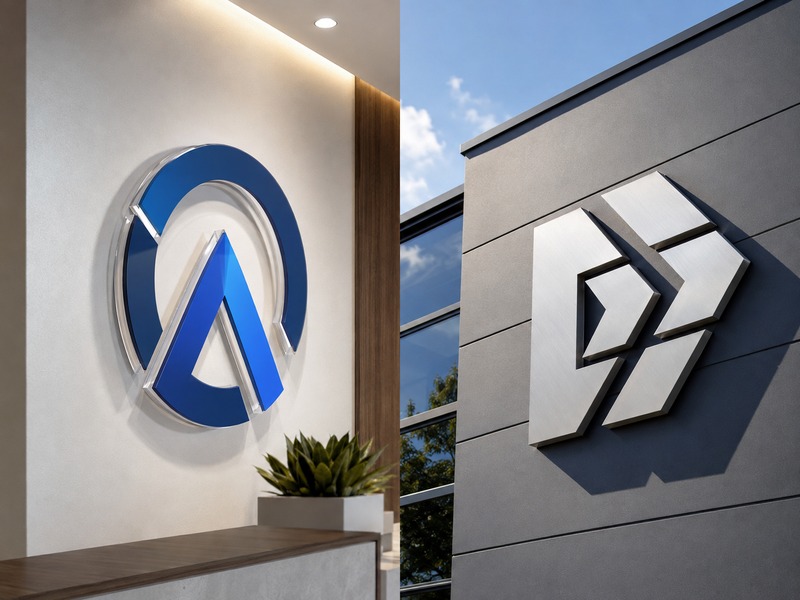 Indoor acrylic letters and outdoor metal letters for commercial signage applications