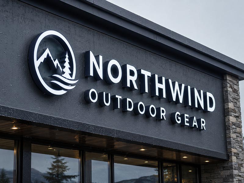 Outdoor LED channel letters installed on a building facade under daylight
