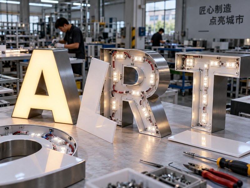 Professional LED layout inside illuminated channel letters for smooth and uniform lighting