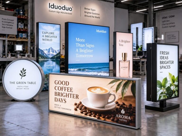 Custom LED light boxes in different sizes and configurations showing key factors that affect LED light box cost