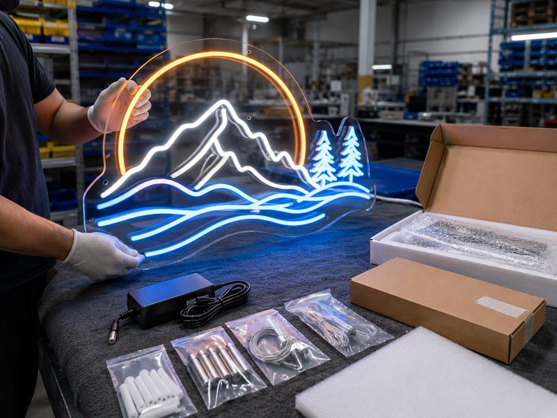Custom LED neon manufacturing partner preparing a sign for a sign company