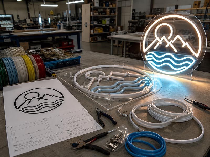 LED neon sign process from design file to finished custom sign