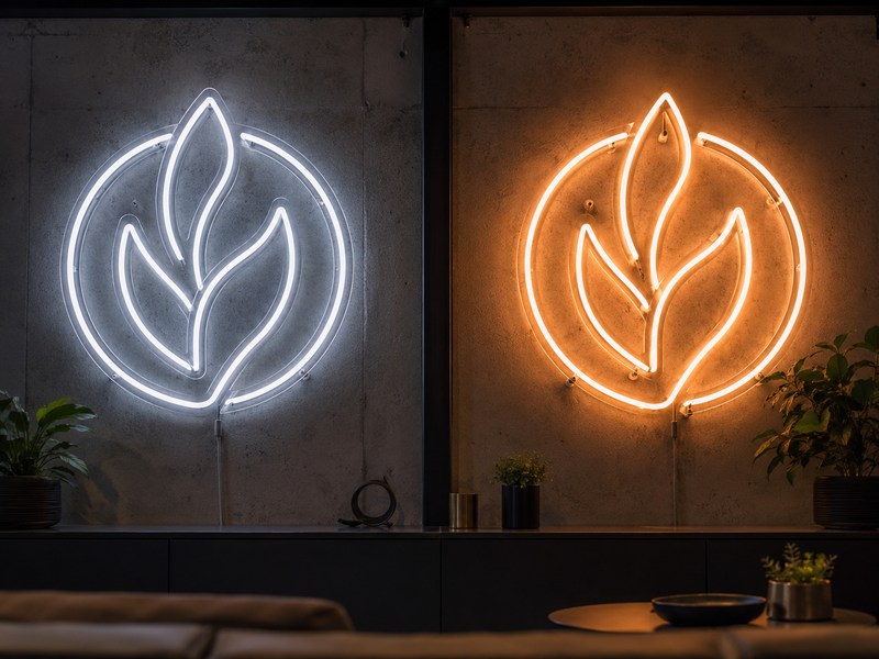 LED neon vs traditional glass neon commercial sign comparison showing flexible LED neon and hand-bent glass tubing
