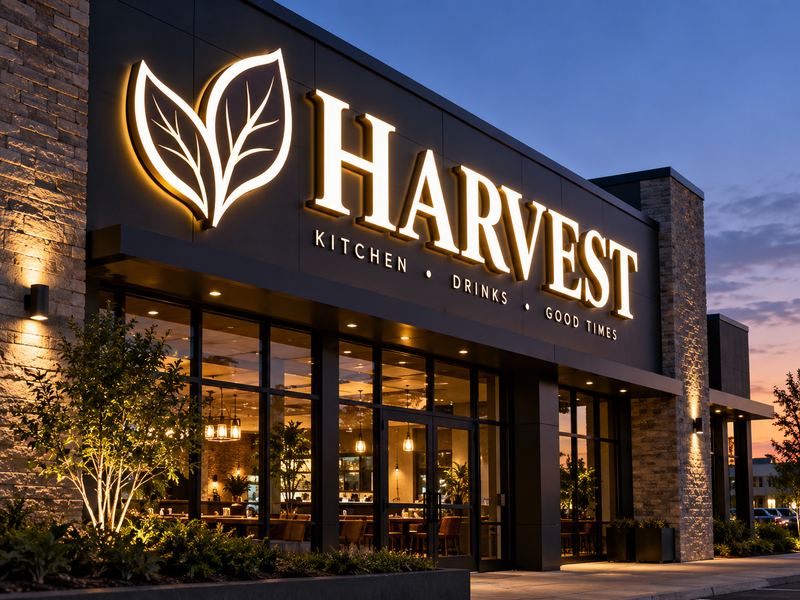 Custom LED channel letters in different sizes materials and constructions showing major sign cost factors