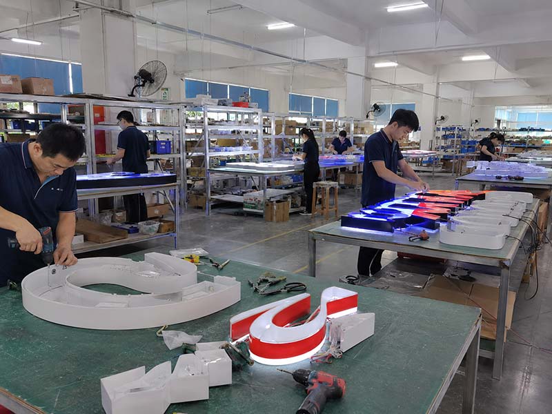 LED sign production and quality check in factory