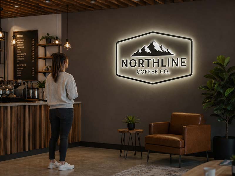 LED sign showing true brightness and scale in real space