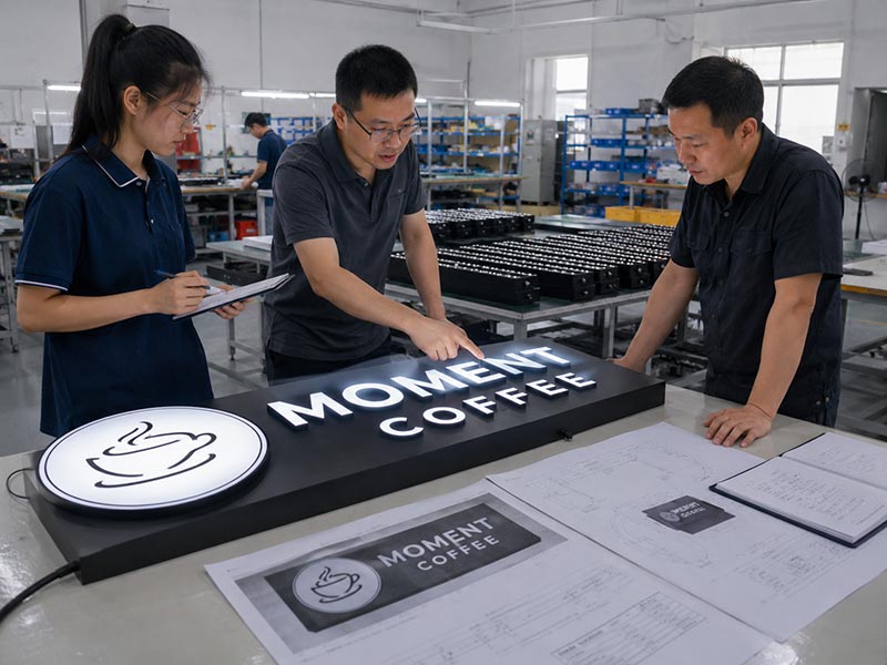 LED sign sample approval process for chain store bulk production and repeat orders