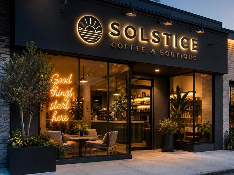 Featured LED signage display highlighting neon and channel letters