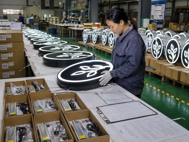 Repeat custom sign production with QC records and packaging for long-term supplier management