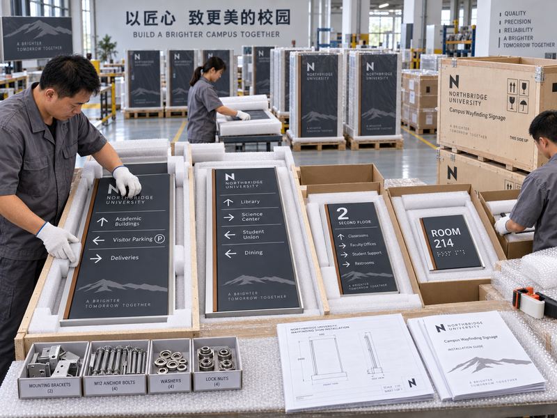 Middle East education campus wayfinding manufacturing project