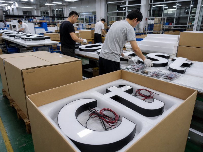 Neutral packaging for custom signs prepared by a white-label sign manufacturer
