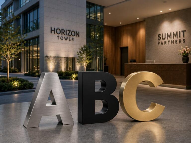 Non-illuminated metal letters for indoor and outdoor commercial signage applications