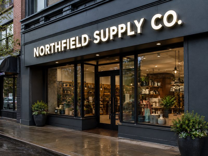 Weather-resistant acrylic face channel letters installed on an outdoor storefront