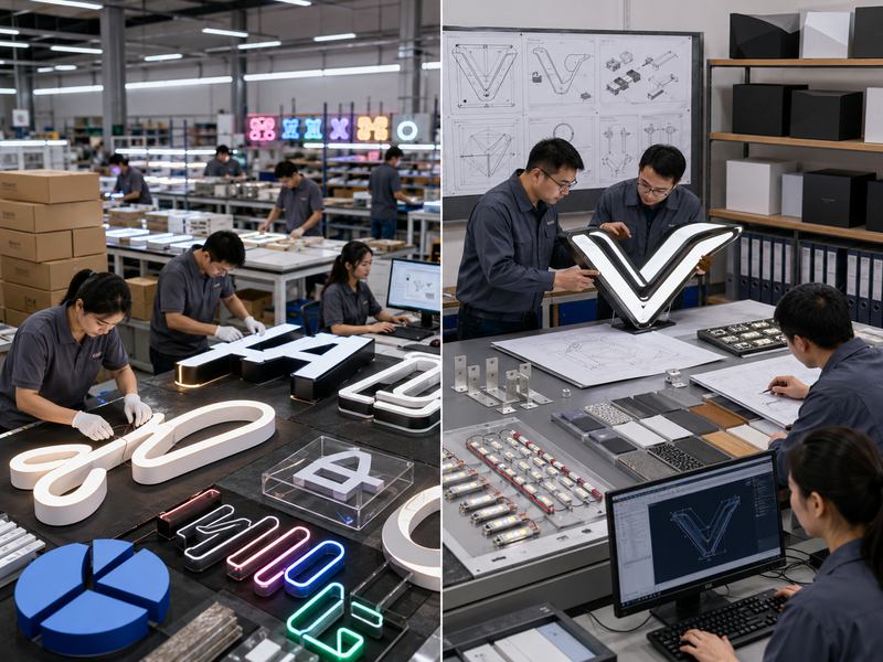 Comparison of configurable white-label sign production and controlled private-label product development