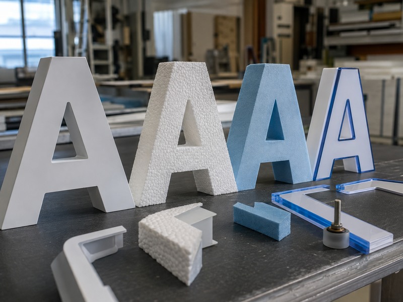 PVC and foam sign letters compared for edge quality durability and surface finish