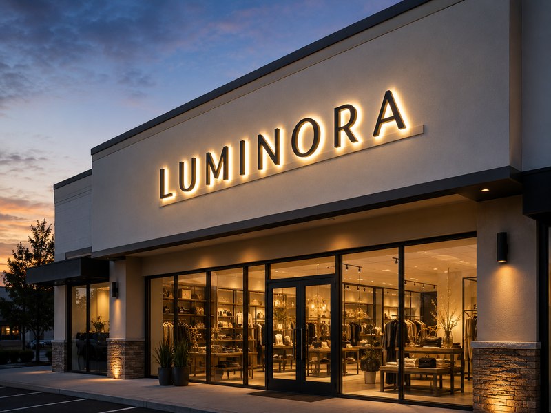 Raceway-mounted illuminated channel letters installed on a commercial storefront