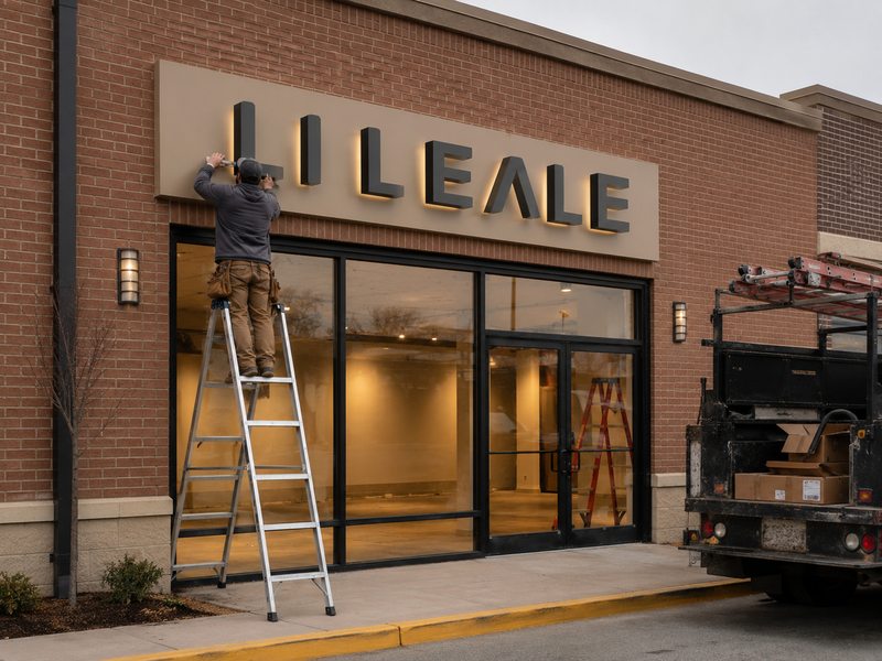 Raceway-mounted channel letters used for a leased storefront renovation project