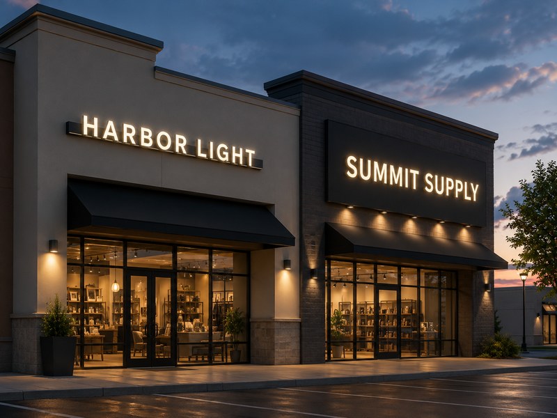 Raceway-mounted and backboard-mounted channel letters on modern commercial storefronts