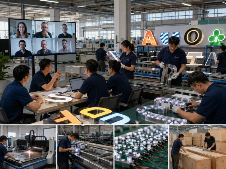 Remote factory audit of custom sign manufacturing, quality inspection and production processes