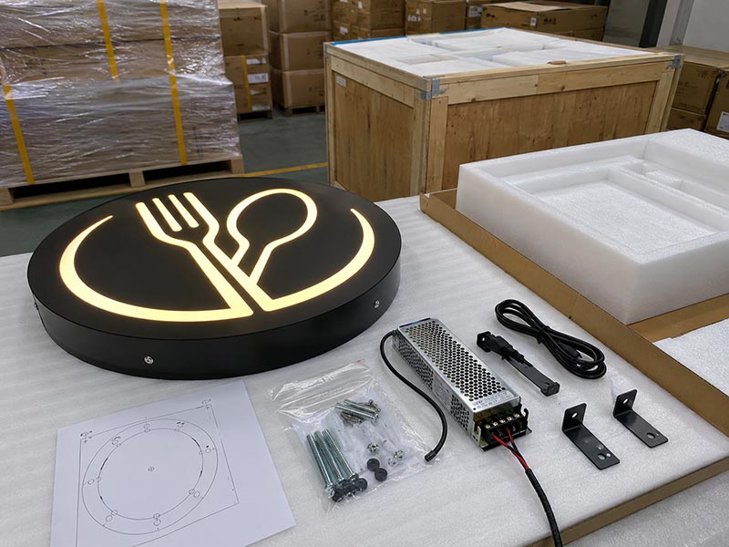 Restaurant LED sign accessories and packaging checklist before ordering