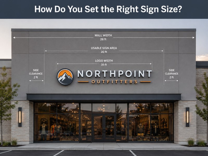 How to choose the right storefront sign size for available wall space