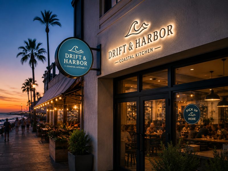 Seaside restaurant sign system case