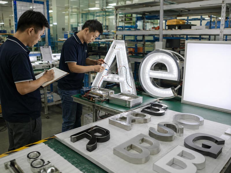 Quality inspection for illuminated and non-illuminated custom signs