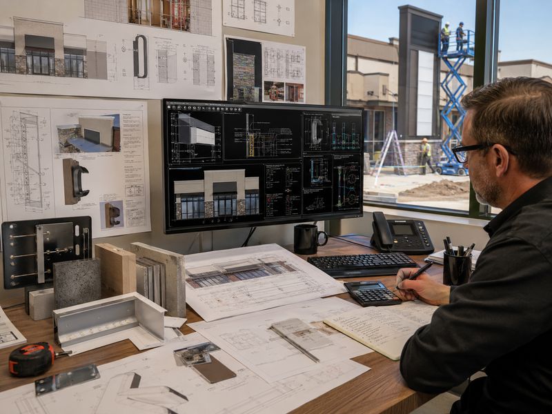Commercial sign engineering drawings and installation mounting details