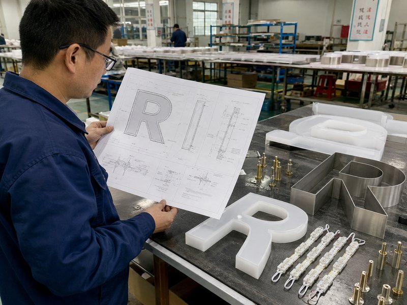 Custom sign production drawing and engineering change control before manufacturing